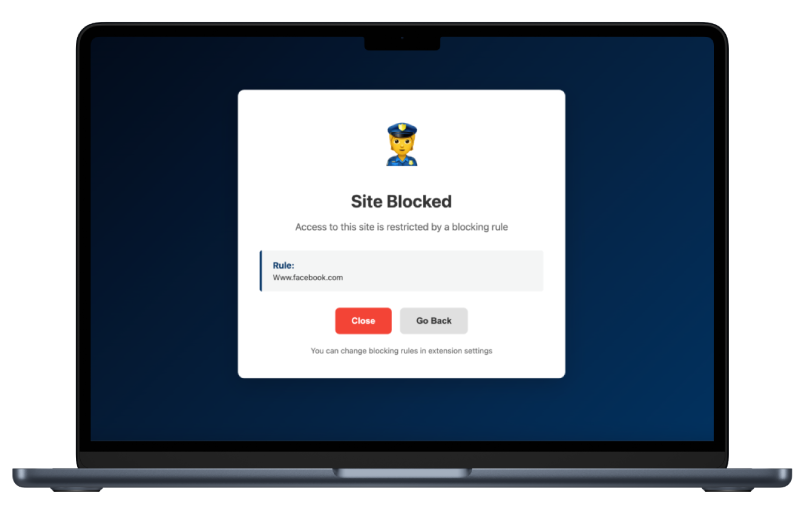 ADHD Website Blocker Chrome Extension interface